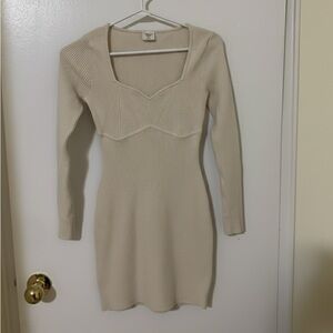 Abercrombie & Fitch Cream Long Sleeve Dress
